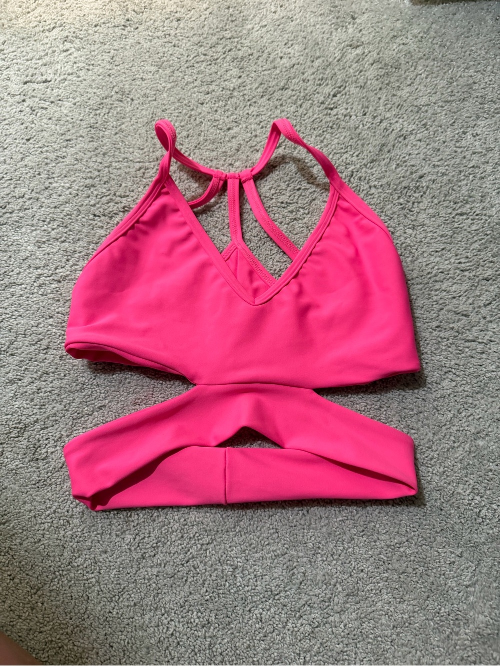 Hot Pink Strappy V-Neck Tank Bralette